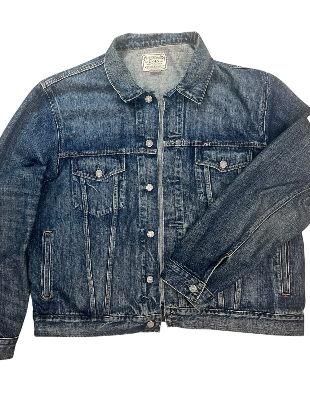 Polo Ralph Lauren Denim Trucker Jacket Mens XXL Blue Jean Classic Retro